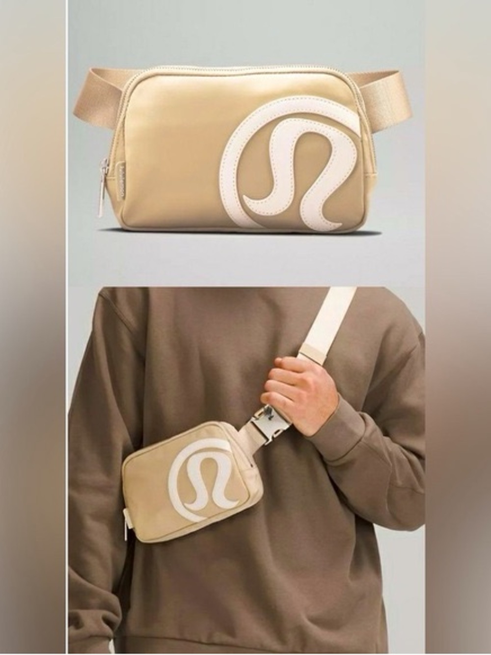 lululemon athletica light golden Crossbody Bag with White Logo, 2L - Picture 2 of 4